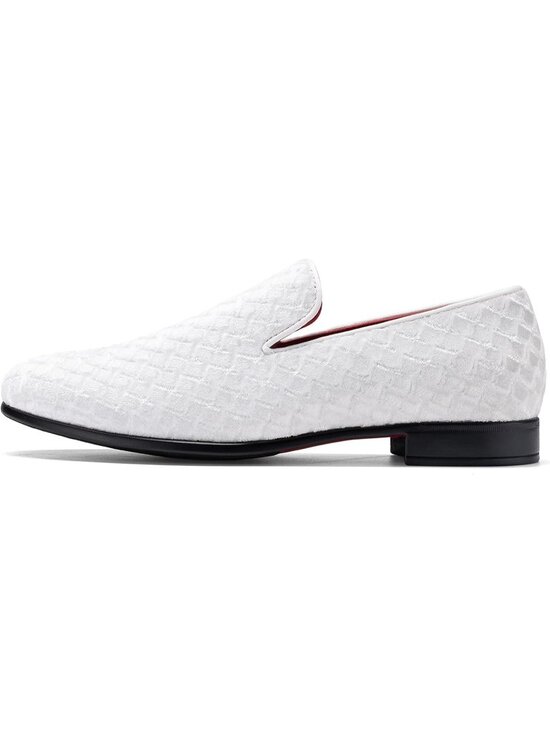 Bruno Marc Men\'s White Velvet Loafers Slip On Tuxedo Comfortable Party Shoes main image 6
